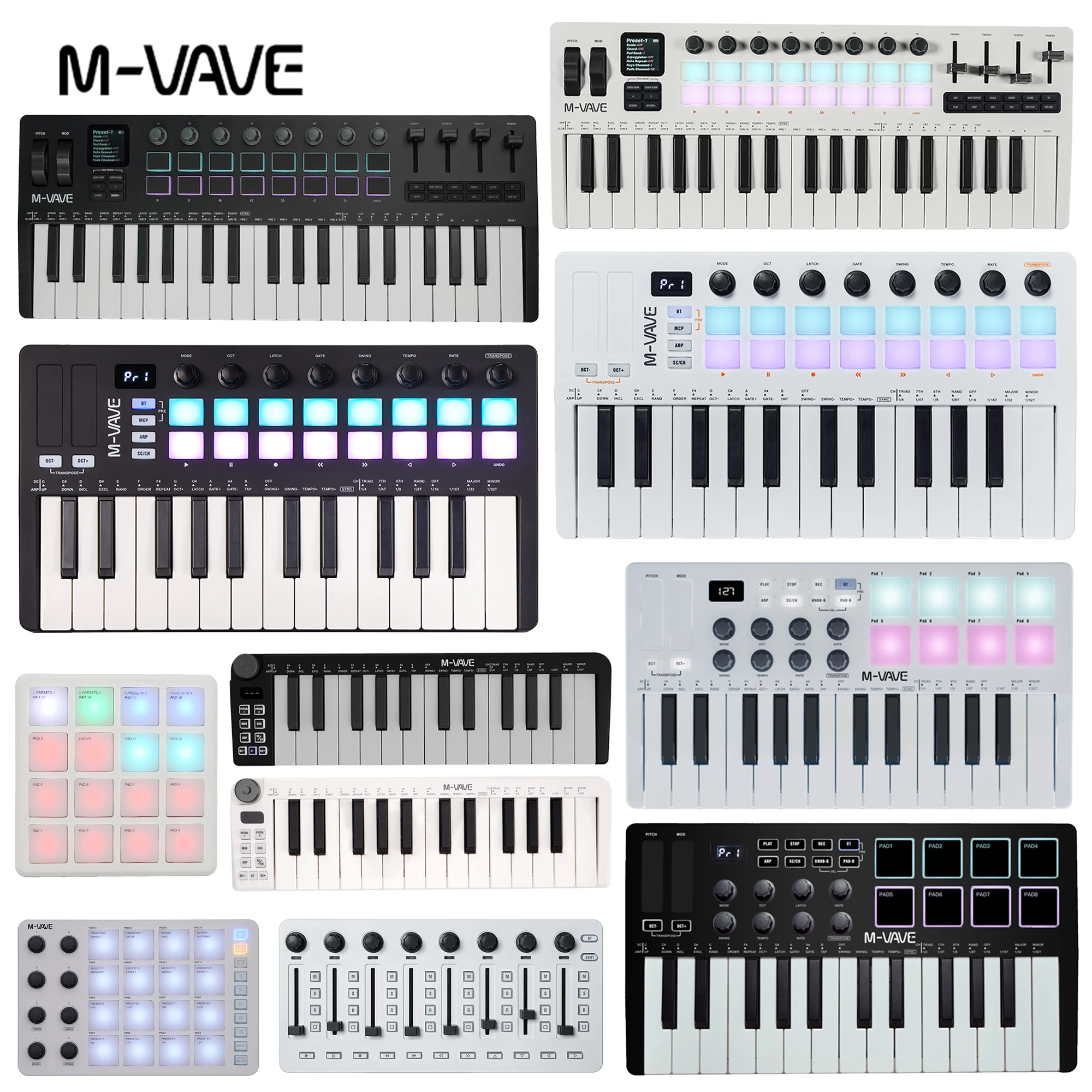 M-VAVE MIDI Keyboard Controller Rechargeable USB MIDI Keyboard Controller SMK-25 Mini/SMK-37 Pro/SMK-25 II/SMC-PAD/SMC-Mixer
M-VAVE MIDI Keyboard Controller Rechargeable USB MIDI Keyboard Controller SMK-25 Mini/SMK-37 Pro/SMK-25 II/SMC-PAD/SMC-Mixer