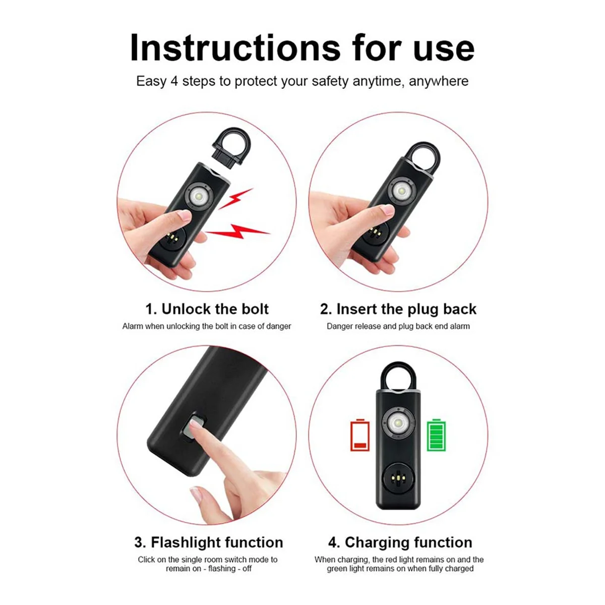 Lo-ok Оригинальная сирена для индивидуальной защиты для всех — стробоскопическая сирена 130 дБ и брелок для ключей AF2004 с защитой от вызова для помощи
Lo-ok Оригинальная сирена для индивидуальной защиты для всех — стробоскопическая сирена 130 дБ и брелок для ключей AF2004 с защитой от вызова для помощи