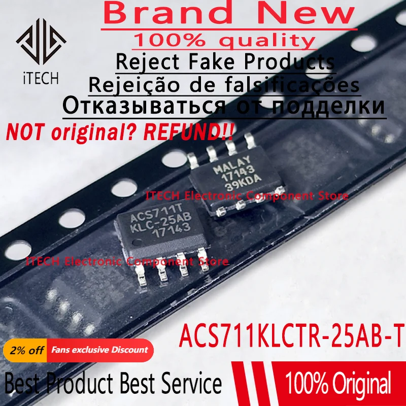 10 шт./лот, оригинальный ACS711KLCTR-25AB-T ACS711T SOP8 ACS711, новый на складе
10 шт./лот, оригинальный ACS711KLCTR-25AB-T ACS711T SOP8 ACS711, новый на складе