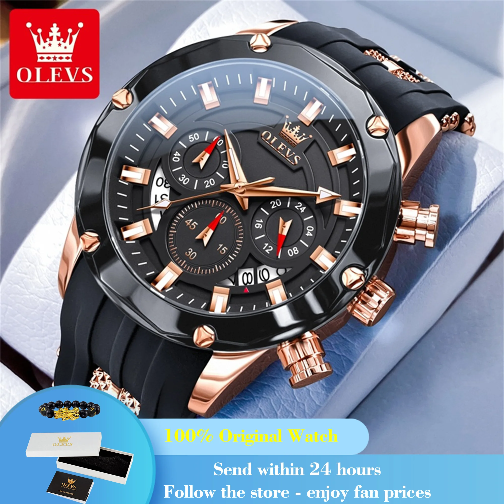 OLEVS 9991 Watch For Men 45mm Big Dial Chronograph Quartz Man Wristwatch Waterproof Luminous Silicone Strap Fashion Men's Watch
OLEVS 9991 Watch For Men 45mm Big Dial Chronograph Quartz Man Wristwatch Waterproof Luminous Silicone Strap Fashion Men's Watch