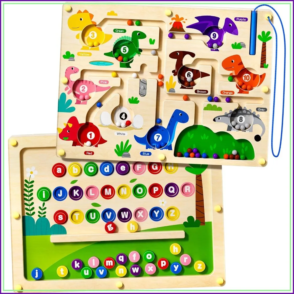 2 in 1 Magnetic Color and Number Maze, Double-Sided ABC Alphabet Puzzles Board, Dinosaur Counting Maze, Montessori Learning Toy for Ages 3-5
2 in 1 Magnetic Color and Number Maze, Double-Sided ABC Alphabet Puzzles Board, Dinosaur Counting Maze, Montessori Learning Toy for Ages 3-5