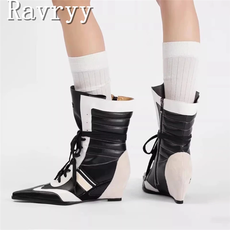 Niche Design Pointed Toe Colorblock Short Boots Fashion Women's Wedge Heel Lace Up Sporty Boxing Boots
Niche Design Pointed Toe Colorblock Short Boots Fashion Women's Wedge Heel Lace Up Sporty Boxing Boots