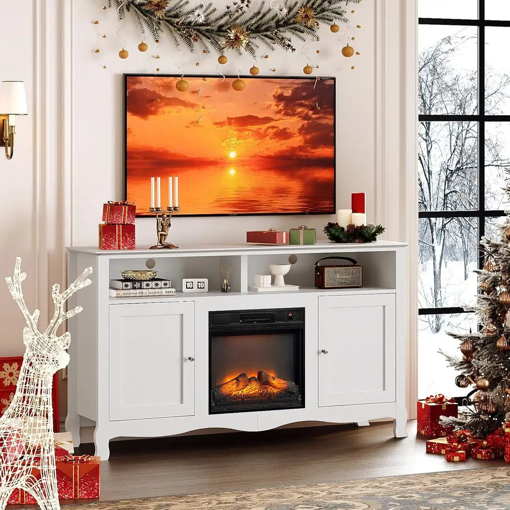 Curved-Leg Entertainment Center for TVs up to 70 with Electric Fireplace and Storage Cabinet, White
Curved-Leg Entertainment Center for TVs up to 70 with Electric Fireplace and Storage Cabinet, White