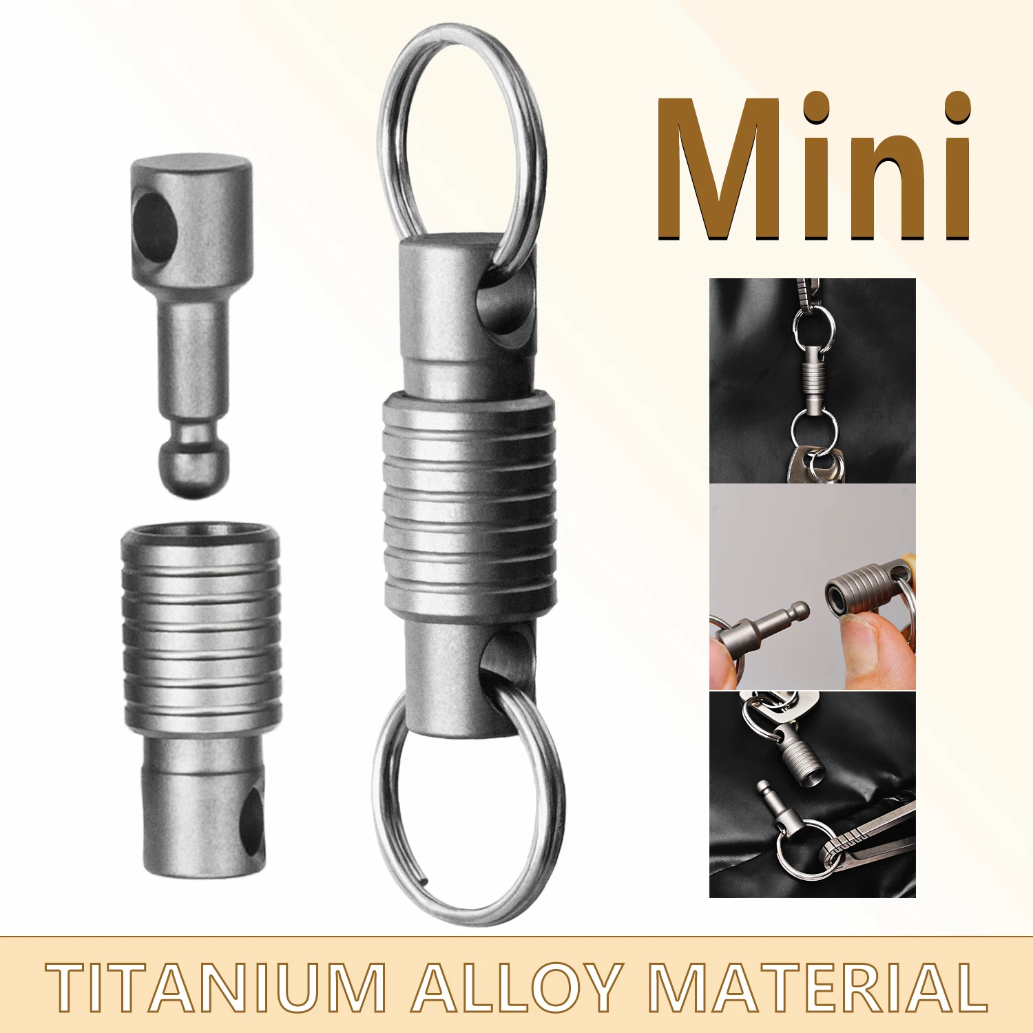 Titanium Alloy Keychain Double Headed Quick Release Metal Clasp 4pcs Stainless Steel Rings Outdoor Daily Use Grey Mini Compact
Titanium Alloy Keychain Double Headed Quick Release Metal Clasp 4pcs Stainless Steel Rings Outdoor Daily Use Grey Mini Compact