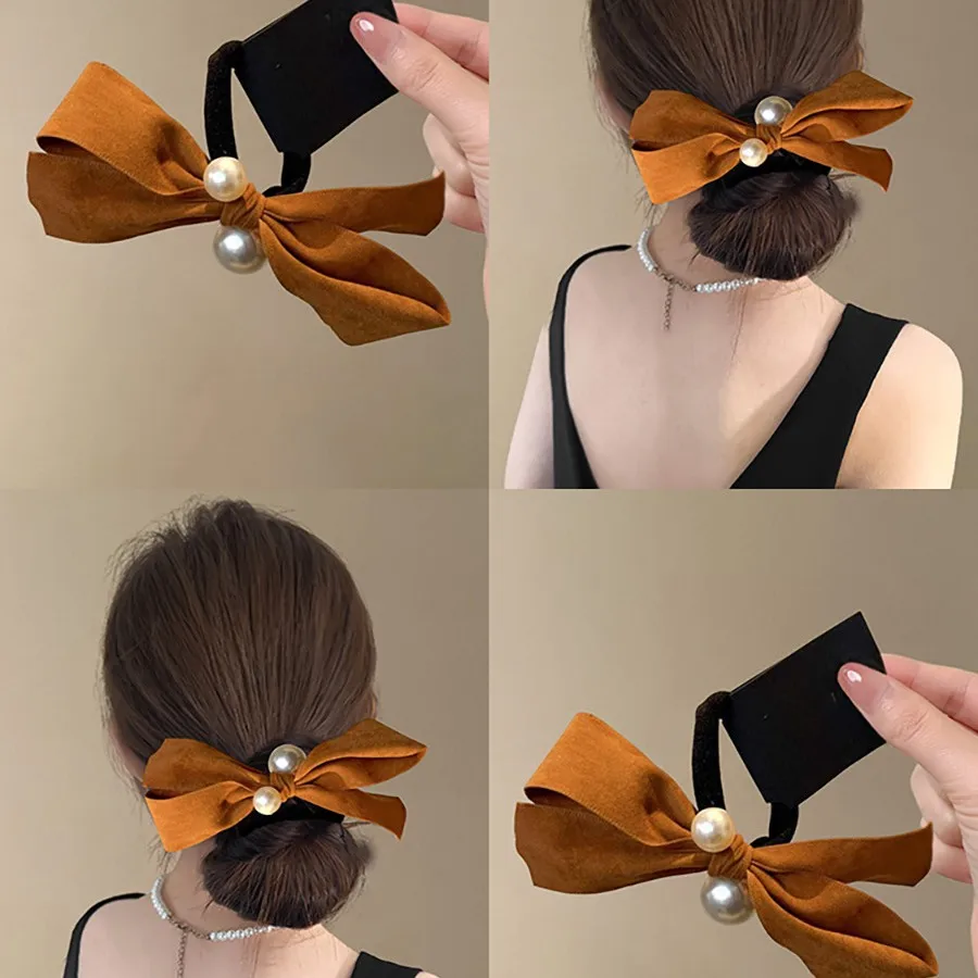 Pearl Bow Elastic Hair Tie Vintage Elegant for Women Travel Daily Fall Winter Premium Quality Non Slip
Pearl Bow Elastic Hair Tie Vintage Elegant for Women Travel Daily Fall Winter Premium Quality Non Slip