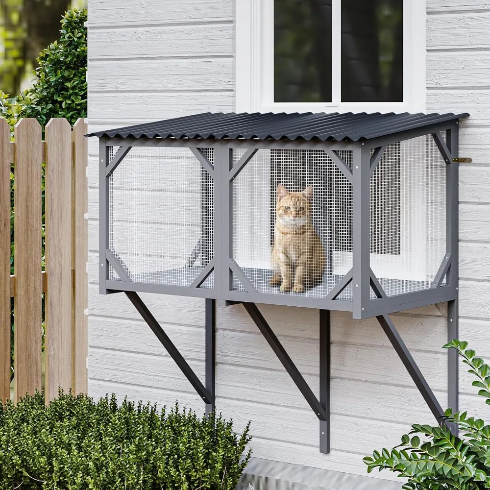 Cat Window Box, 47.2" Catio Outdoor Cat Enclosure for Sunbathing, Napping & Overlooking, Sturdy Window Perch
Cat Window Box, 47.2" Catio Outdoor Cat Enclosure for Sunbathing, Napping & Overlooking, Sturdy Window Perch
