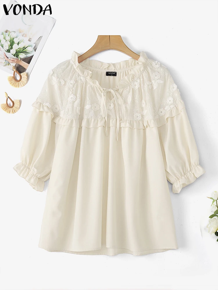 VONDA Summer Half Sleeve Tops Tee Vintage Women Blouse Solid Floral Embroidery Patchwork Blouse OL Work Blusas Streetwear Tunic
VONDA Summer Half Sleeve Tops Tee Vintage Women Blouse Solid Floral Embroidery Patchwork Blouse OL Work Blusas Streetwear Tunic