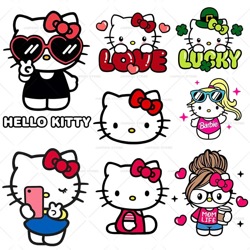 Hello Kitty Printed Stickers Iron on Heat Transfers For Woman Clothes Cartoon Cute Sanrio Patch Thermal on T-shirt Appliques DIY
Hello Kitty Printed Stickers Iron on Heat Transfers For Woman Clothes Cartoon Cute Sanrio Patch Thermal on T-shirt Appliques DIY
