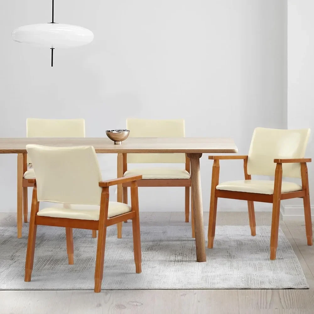 Mid-Century Dining Side Chair with Faux Leather Seat in Tan, Arm Chair in Walnut,Set of 4
Mid-Century Dining Side Chair with Faux Leather Seat in Tan, Arm Chair in Walnut,Set of 4