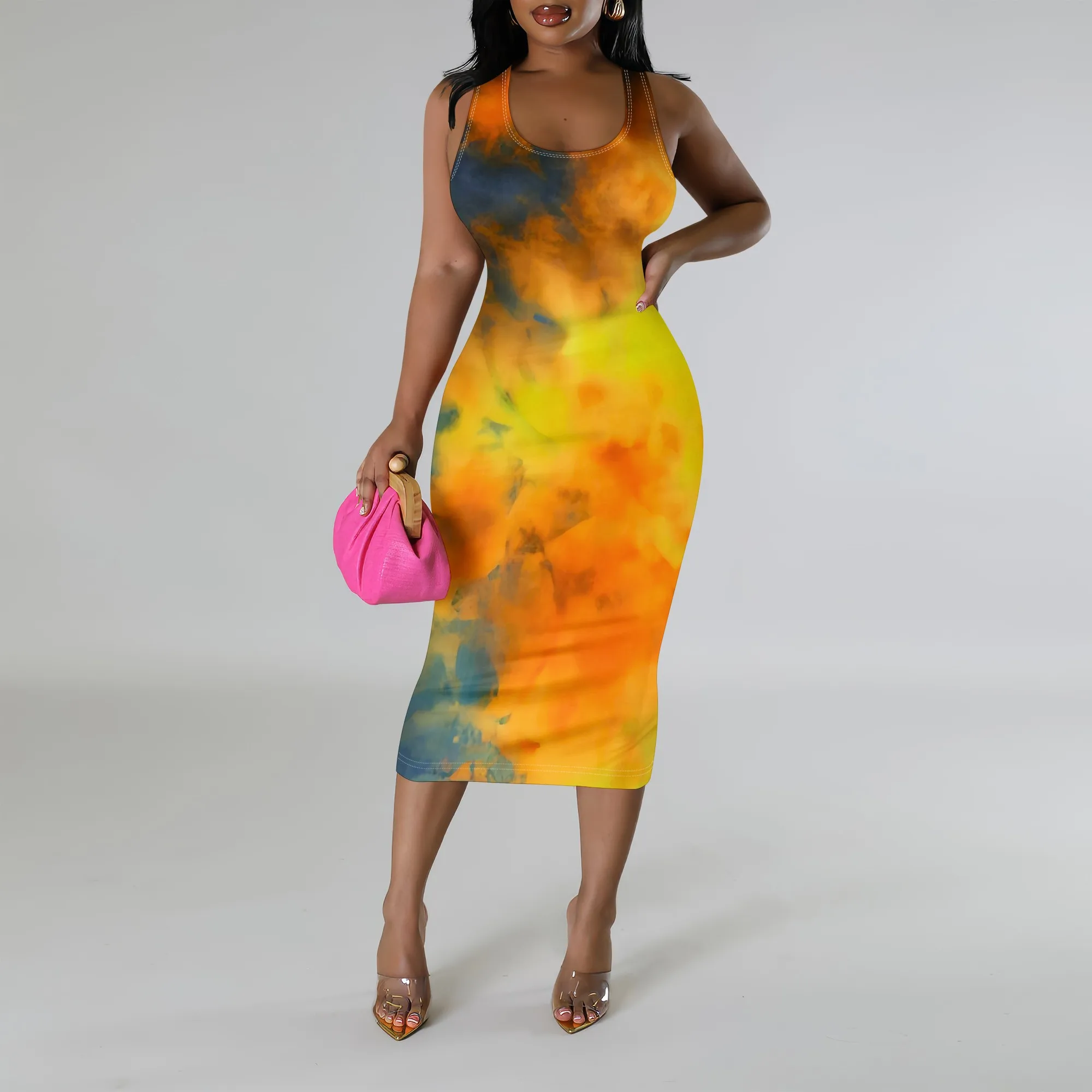 Women's Tie-Dye Bodycon Midi Dress | Sleeveless Scoop Neck Casual Gown | Summer Beach Party Outfit XS-3XL
Women's Tie-Dye Bodycon Midi Dress | Sleeveless Scoop Neck Casual Gown | Summer Beach Party Outfit XS-3XL