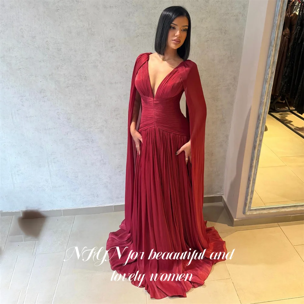 NFYN Burgundy Evening Dresses V Neck Off the Shoulder Long Sleeve Party Dress A Line vestidos de fiesta Prom Gowns Customized
NFYN Burgundy Evening Dresses V Neck Off the Shoulder Long Sleeve Party Dress A Line vestidos de fiesta Prom Gowns Customized