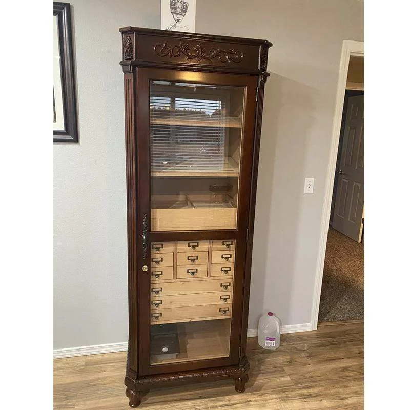 Wooden Cigar Humidor Cabinet with Adjustable Shelves for Optimal Cigar Storage
Wooden Cigar Humidor Cabinet with Adjustable Shelves for Optimal Cigar Storage