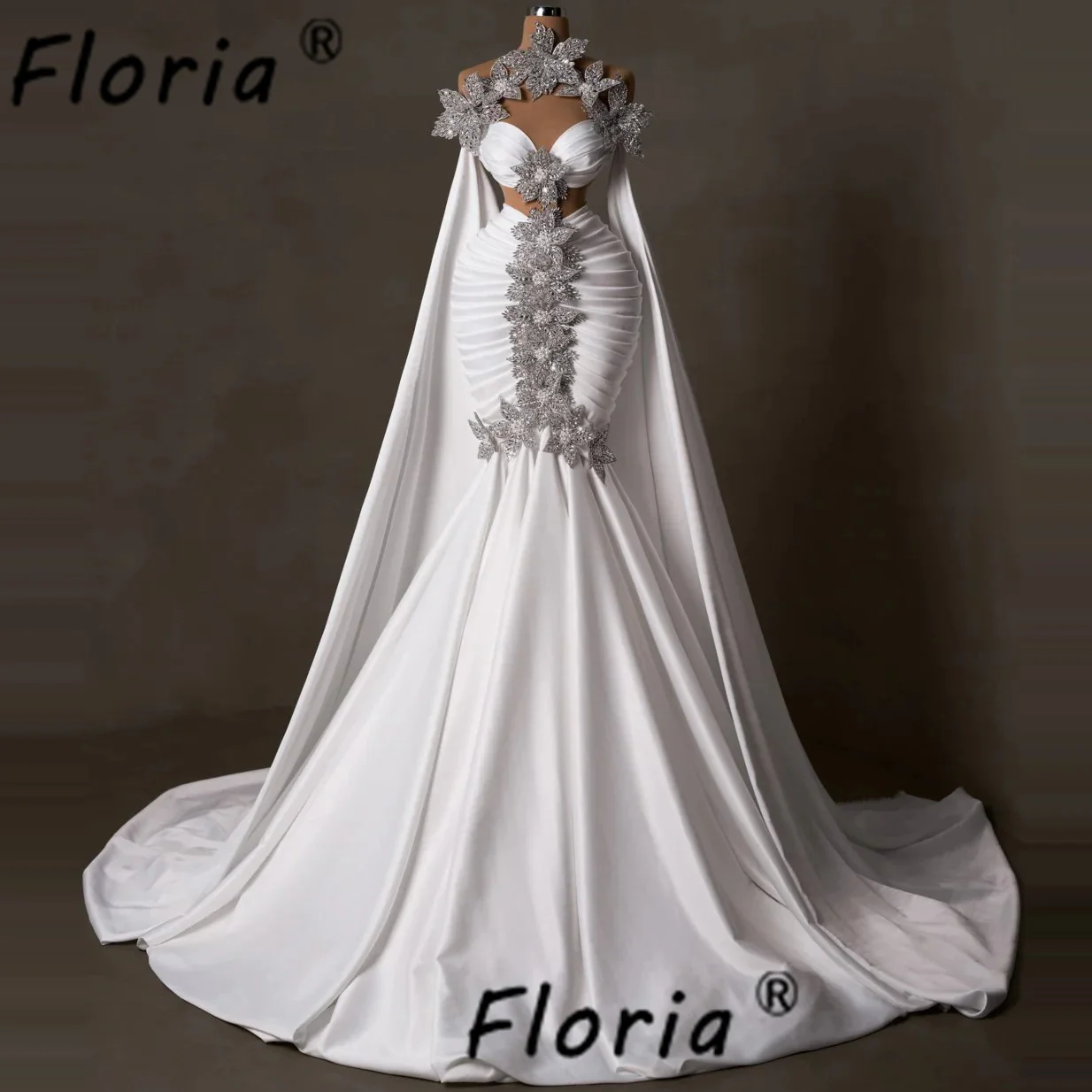 Luxury White Beaded Wedding Dresses For Woman Appliques 3D Flowers Mermaid Party Dress Long Cape Prom Gowns Vesitdos de fiesta
Luxury White Beaded Wedding Dresses For Woman Appliques 3D Flowers Mermaid Party Dress Long Cape Prom Gowns Vesitdos de fiesta