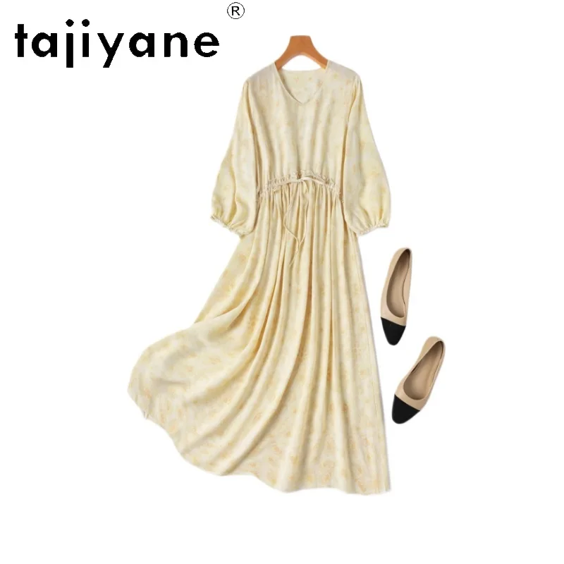 TAJIYANE 100% Natural Mulberry Silk Long Dresses 2025 Woman Summer Luxury Yellow Party Dress Loose Fit Frocks Women Clothing 원피스
TAJIYANE 100% Natural Mulberry Silk Long Dresses 2025 Woman Summer Luxury Yellow Party Dress Loose Fit Frocks Women Clothing 원피스