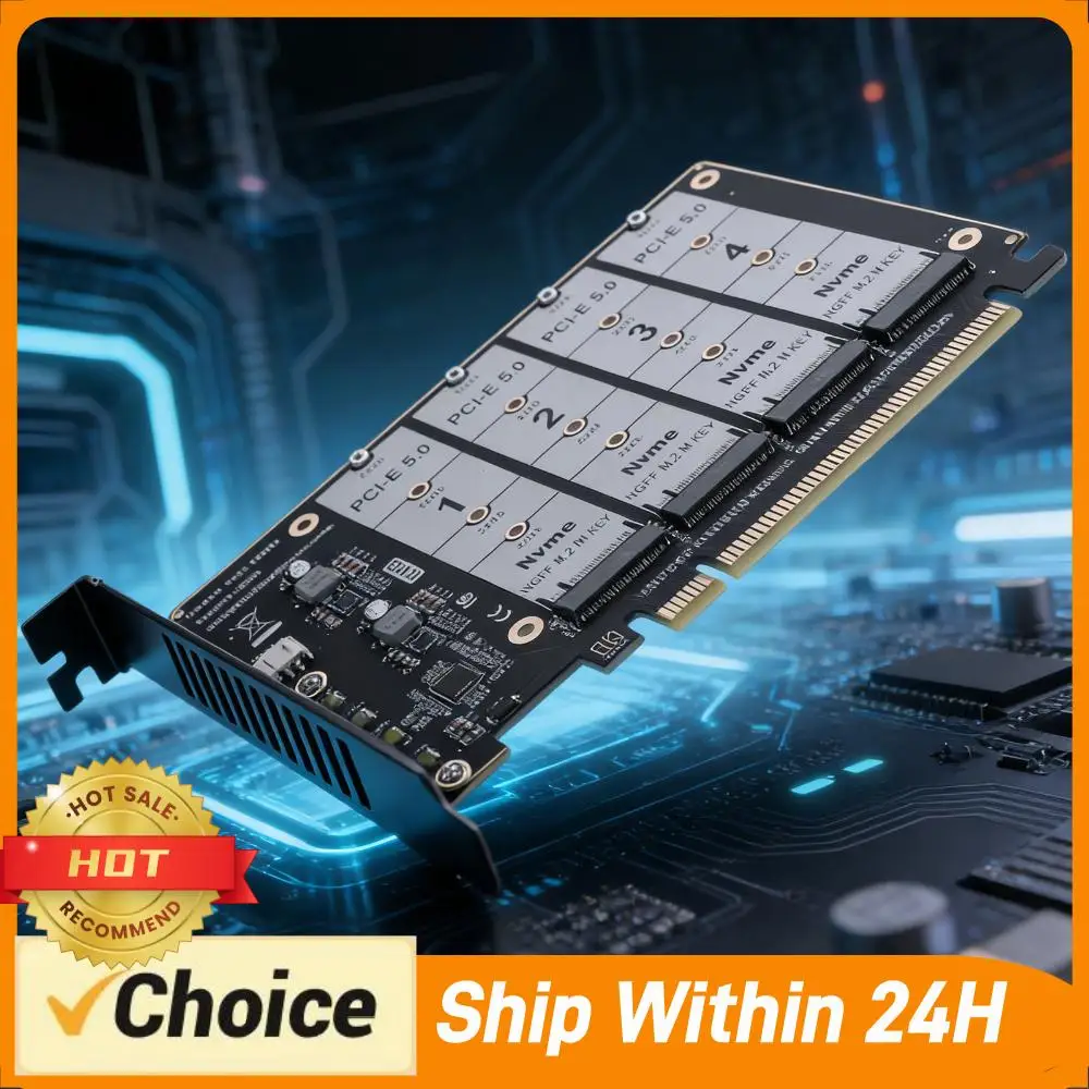 PCIE Express 5.0 Gen5 Gen4 X16 Detachable Bifurcation Raid Card To 4X NVME M.2 NGFF SSD Hard Drive Converter 4x128Gbps
PCIE Express 5.0 Gen5 Gen4 X16 Detachable Bifurcation Raid Card To 4X NVME M.2 NGFF SSD Hard Drive Converter 4x128Gbps