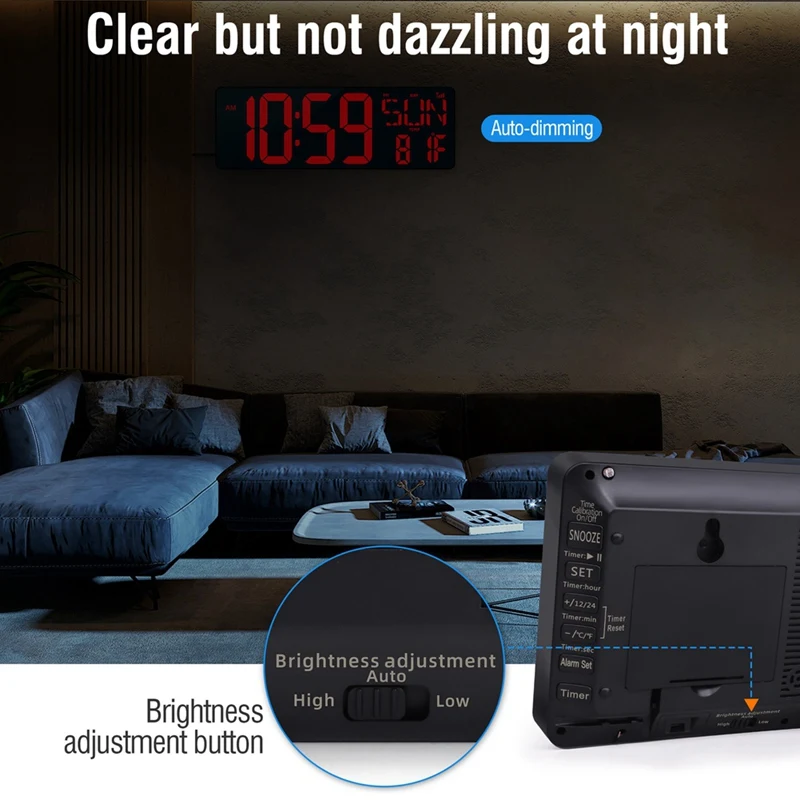 Large Digital Wall Clock 16.5" Bluetooth Auto Time Sync Led Digital Clock Display 11 RGB Colors Digital Calendar Clock EU Plug
Large Digital Wall Clock 16.5" Bluetooth Auto Time Sync Led Digital Clock Display 11 RGB Colors Digital Calendar Clock EU Plug