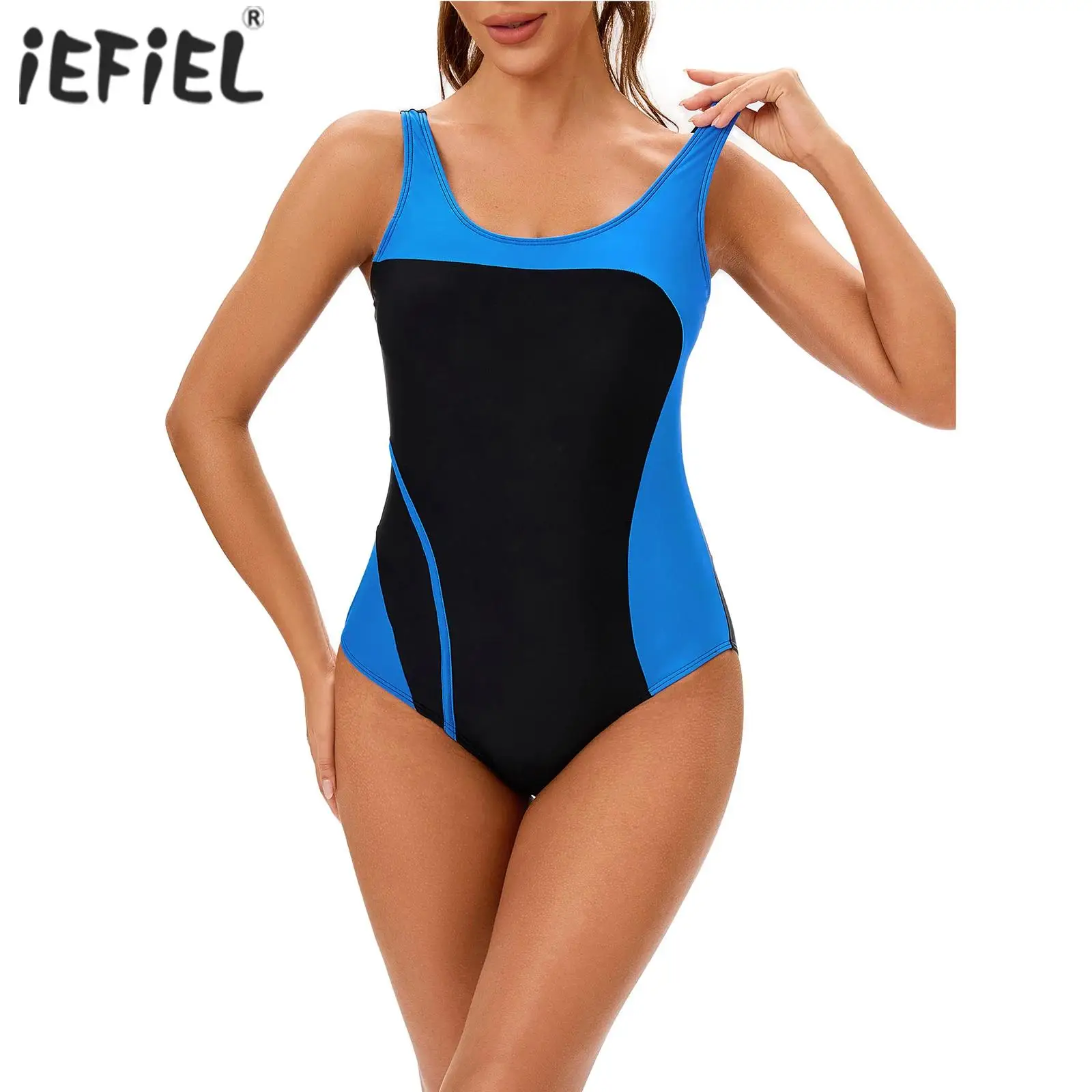 Womens One Piece Swimsuit U Neck Sleeveless Open Back Athletic Bodysuit Swimwear Bathing Suits Color Block Print Sport Swimsuits
Womens One Piece Swimsuit U Neck Sleeveless Open Back Athletic Bodysuit Swimwear Bathing Suits Color Block Print Sport Swimsuits