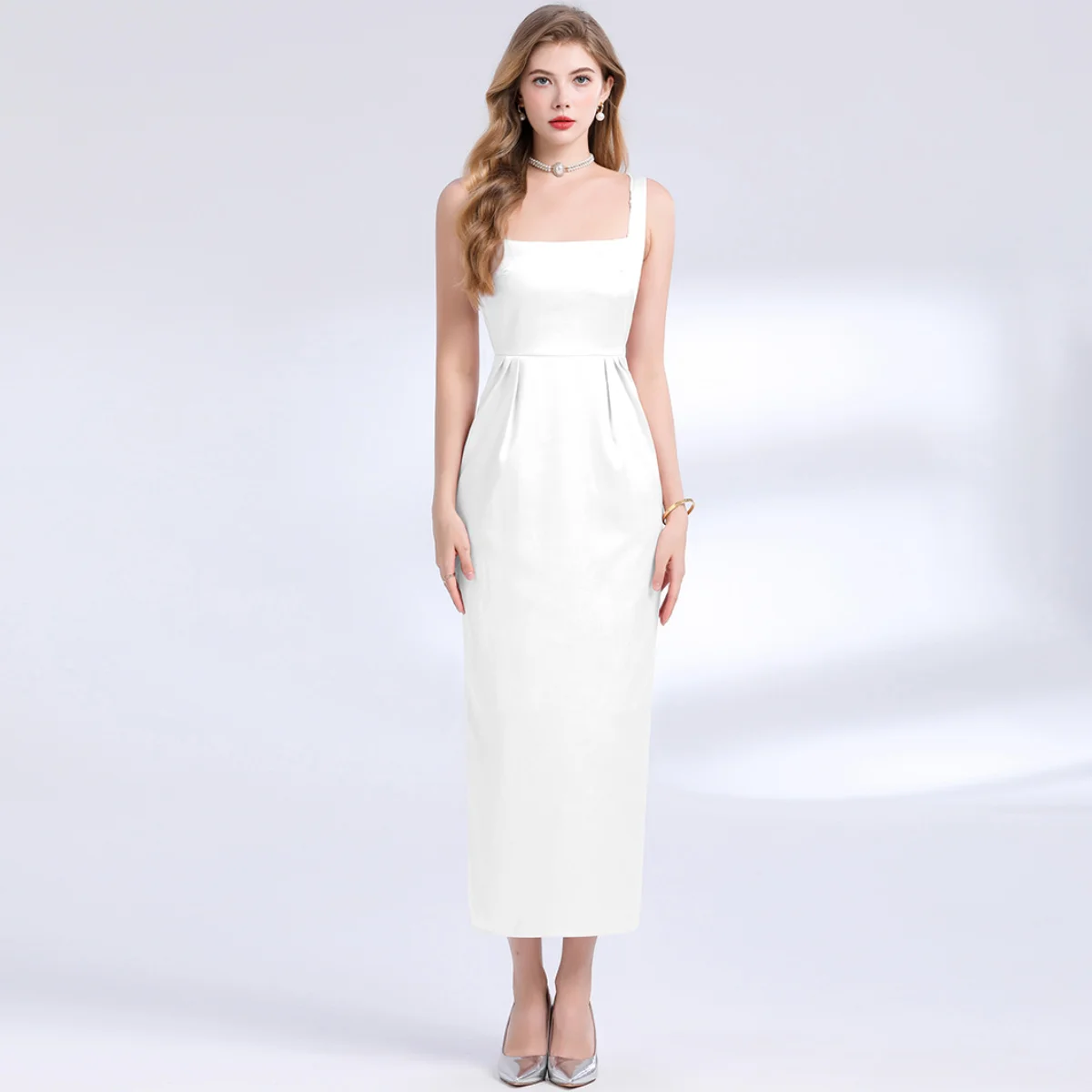 High End Elegant Temperament Women's Clothing New Fashion Solid Satin Bodycon Slimming Waist Spaghetti Strap Party Dresses
High End Elegant Temperament Women's Clothing New Fashion Solid Satin Bodycon Slimming Waist Spaghetti Strap Party Dresses