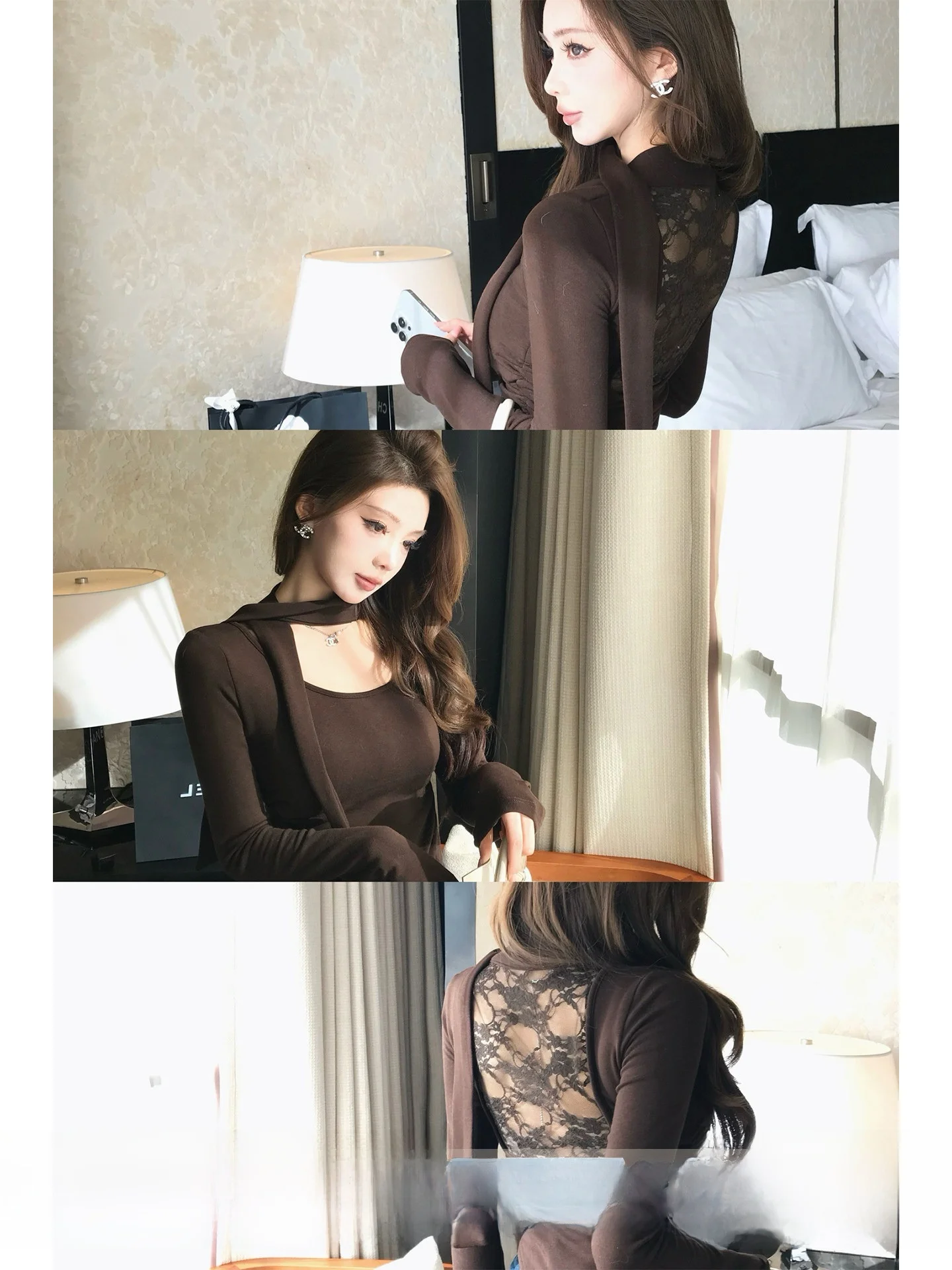 Design Sensation Lace Hollow out V-Neck Tie Back Base Shirt Women's Slim Fit Casual Style Long Sleeve Top for Ladies
Design Sensation Lace Hollow out V-Neck Tie Back Base Shirt Women's Slim Fit Casual Style Long Sleeve Top for Ladies