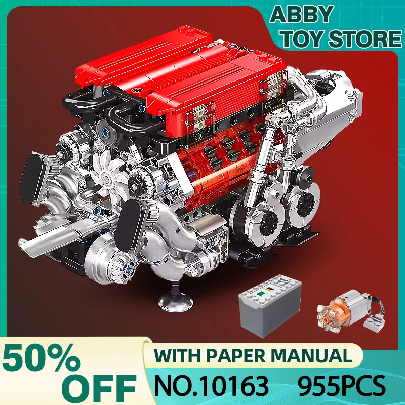 Mould King 10163 Technical Supercar Building Blocks 1800PCS DIY Assembly Model Car with Red Engine Christmas Gift for Kids Adult
Mould King 10163 Technical Supercar Building Blocks 1800PCS DIY Assembly Model Car with Red Engine Christmas Gift for Kids Adult