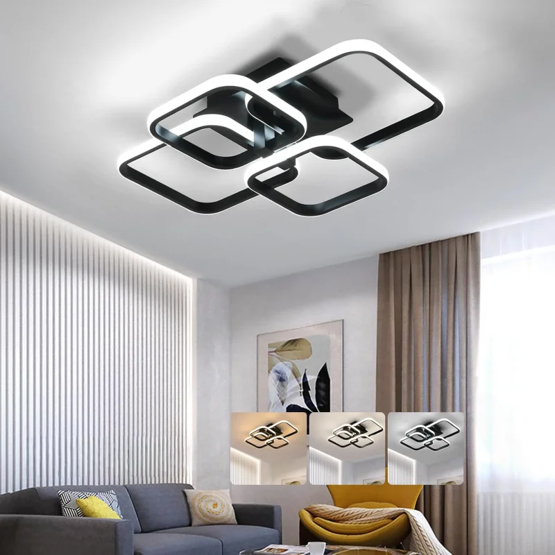 Modern Ceiling Light, 3000-6500K Dimmable Flush Mount Ceiling Lamp LED Chandelier for Living Room Dining Room Bedroom Home Decor
Modern Ceiling Light, 3000-6500K Dimmable Flush Mount Ceiling Lamp LED Chandelier for Living Room Dining Room Bedroom Home Decor