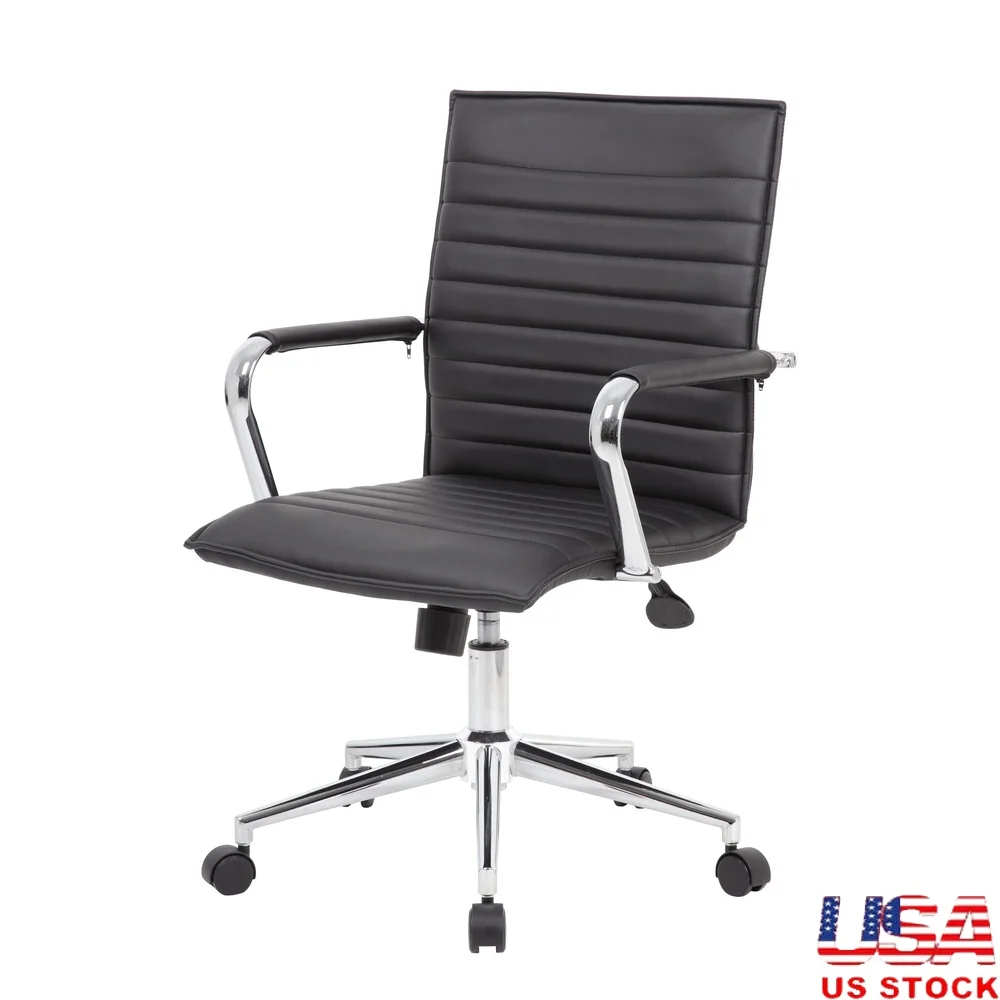 Vinyl Task Chair with Chrome Arms and Caster Wheels Ergonomic Adjustable Height Spring Tilt Mechanism Indoor Use Comfortable
Vinyl Task Chair with Chrome Arms and Caster Wheels Ergonomic Adjustable Height Spring Tilt Mechanism Indoor Use Comfortable