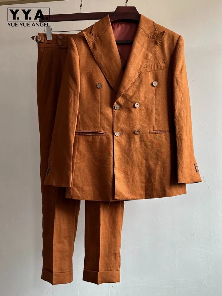 2025 New Males Business Casual Linen Blazers Suits Two Button Double Breasted Thin Coats Outfits Full Length Pant Matching Set
2025 New Males Business Casual Linen Blazers Suits Two Button Double Breasted Thin Coats Outfits Full Length Pant Matching Set