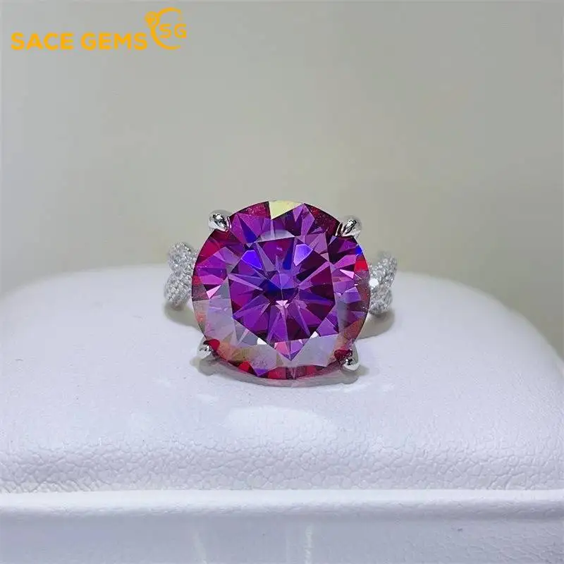 SACE GEMS GRA 10ct 14mm Round Moissanite Rings 100% 925 Sterling Silver Wedding Rings for Women Party Fine Jewelry Wholesale
SACE GEMS GRA 10ct 14mm Round Moissanite Rings 100% 925 Sterling Silver Wedding Rings for Women Party Fine Jewelry Wholesale