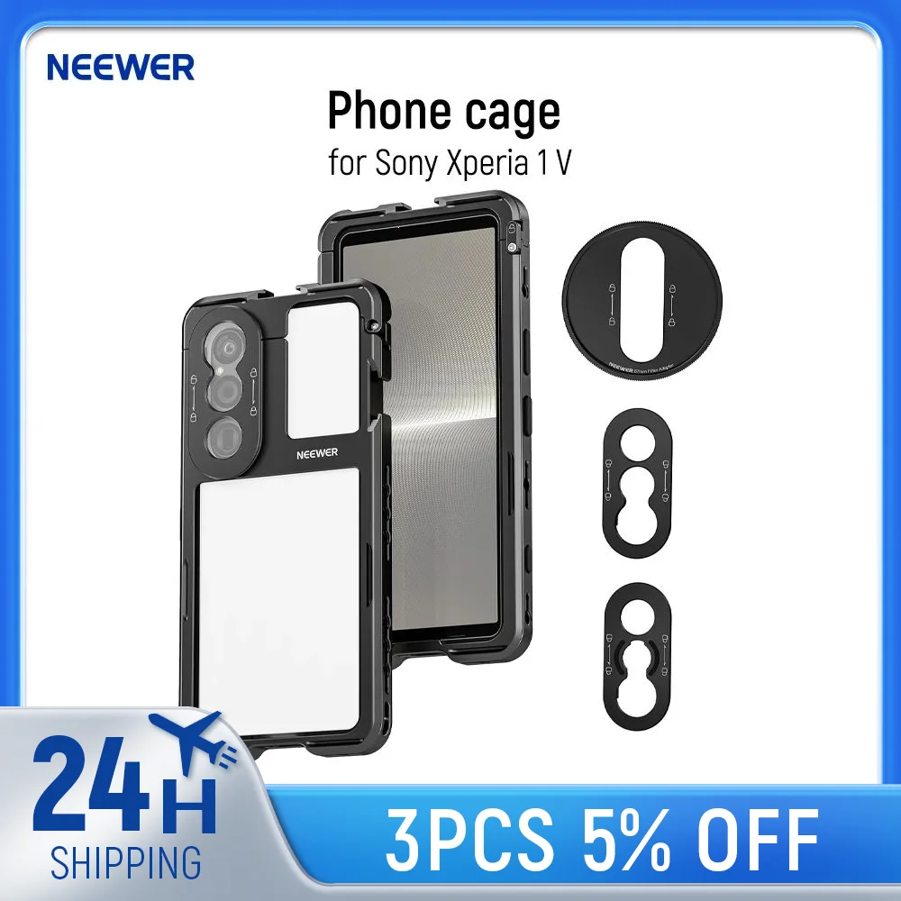 NEEWER Phone Cage for Sony Xperia 1 V, Quick Release Video Rig Case Phone Stabilizer, 67mm Filter Adapter Compatible with Sony
NEEWER Phone Cage for Sony Xperia 1 V, Quick Release Video Rig Case Phone Stabilizer, 67mm Filter Adapter Compatible with Sony