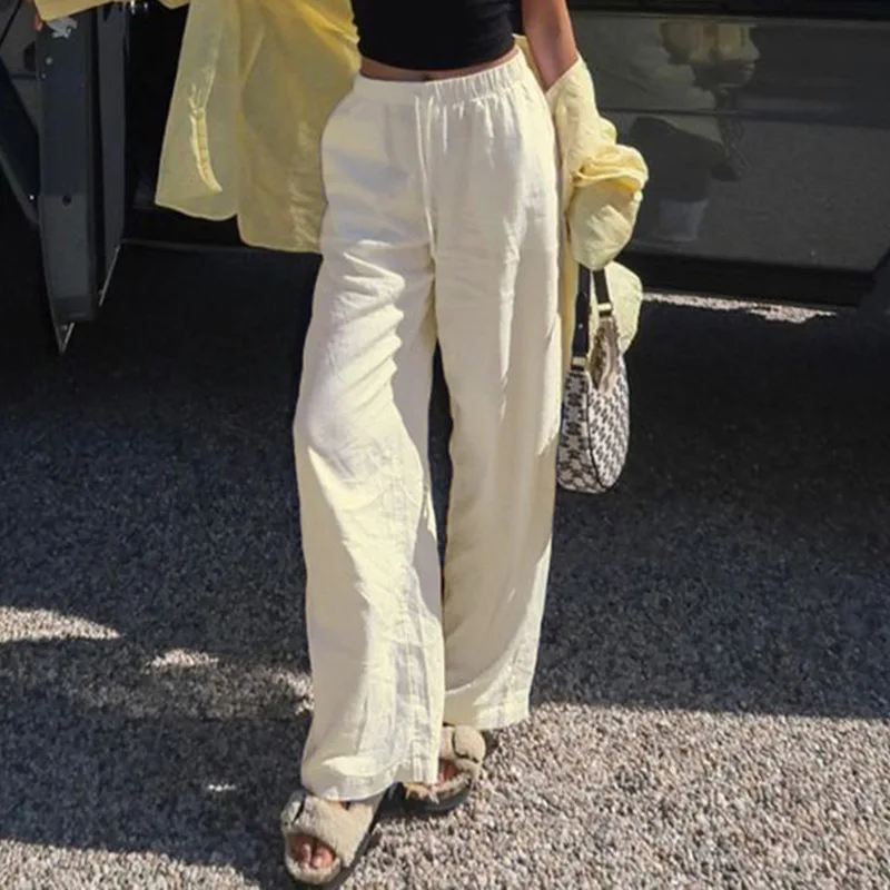 Y2K Casual Pants Linen Cotton Elastic Waist Solid Color Comfortable Loose for American and European Women
Y2K Casual Pants Linen Cotton Elastic Waist Solid Color Comfortable Loose for American and European Women
