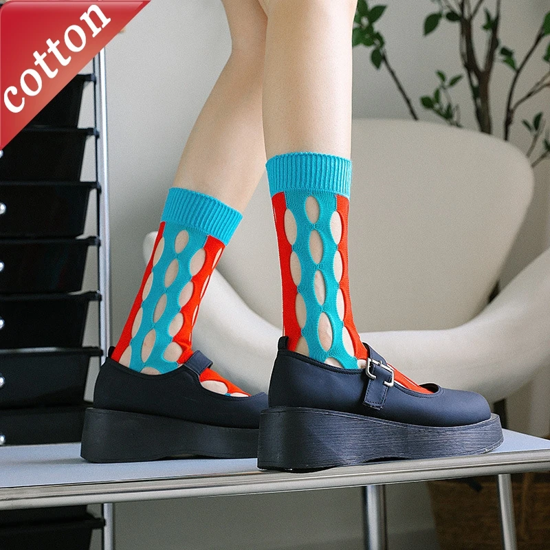 Women's Socks Japanese Harajuku Funny Creative Color Blocking Spliced Trendy Mesh Comfortable Personalized Cotton Socks For Girl
Women's Socks Japanese Harajuku Funny Creative Color Blocking Spliced Trendy Mesh Comfortable Personalized Cotton Socks For Girl