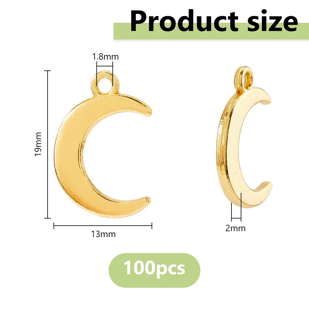 100Pcs Zinc Alloy Pendants Moon Charms Golden 19x13x2mm Hole: 1.8mm
100Pcs Zinc Alloy Pendants Moon Charms Golden 19x13x2mm Hole: 1.8mm