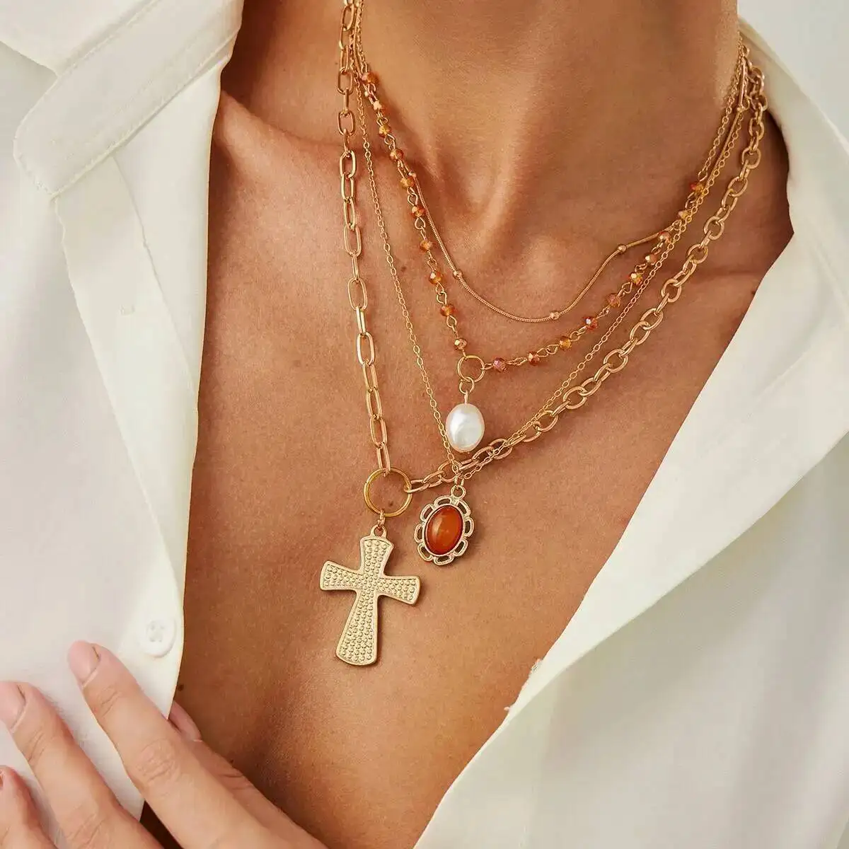 KunJoe 4 Pcs/Set Gothic Jesus Cross Pendant Necklace for Women Hip Hop Multilayer Stacked Clavicle Chain Choker Jewelry Gift
KunJoe 4 Pcs/Set Gothic Jesus Cross Pendant Necklace for Women Hip Hop Multilayer Stacked Clavicle Chain Choker Jewelry Gift