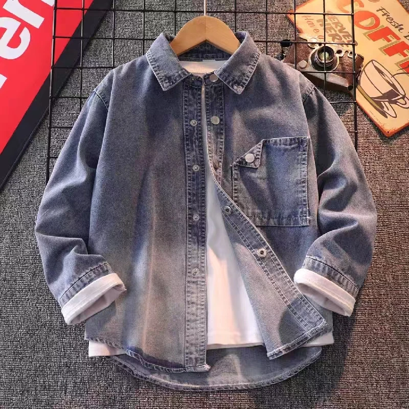 Children's Denim Shirt Long-sleeved Spring Autumn Baby Boys Shirt Fashion Teenager Kids Shirts Clothing Jean Jacket 5-14Y
Children's Denim Shirt Long-sleeved Spring Autumn Baby Boys Shirt Fashion Teenager Kids Shirts Clothing Jean Jacket 5-14Y
