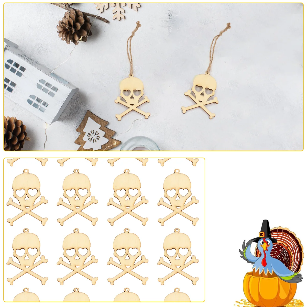 30Pcs Wooden Skull Decorations Halloween Handmade Pendants DIY Craft Materials Natural Unpainted Chips for Custom Graffiti
30Pcs Wooden Skull Decorations Halloween Handmade Pendants DIY Craft Materials Natural Unpainted Chips for Custom Graffiti