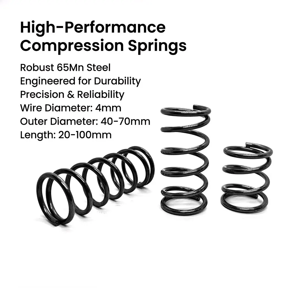 65mn Compression Spring Compression Spring Steel Wire Diameter4.0mm, Outer Diameter 40mm-70mm, Length 20mm-100mm Release Spring
65mn Compression Spring Compression Spring Steel Wire Diameter4.0mm, Outer Diameter 40mm-70mm, Length 20mm-100mm Release Spring