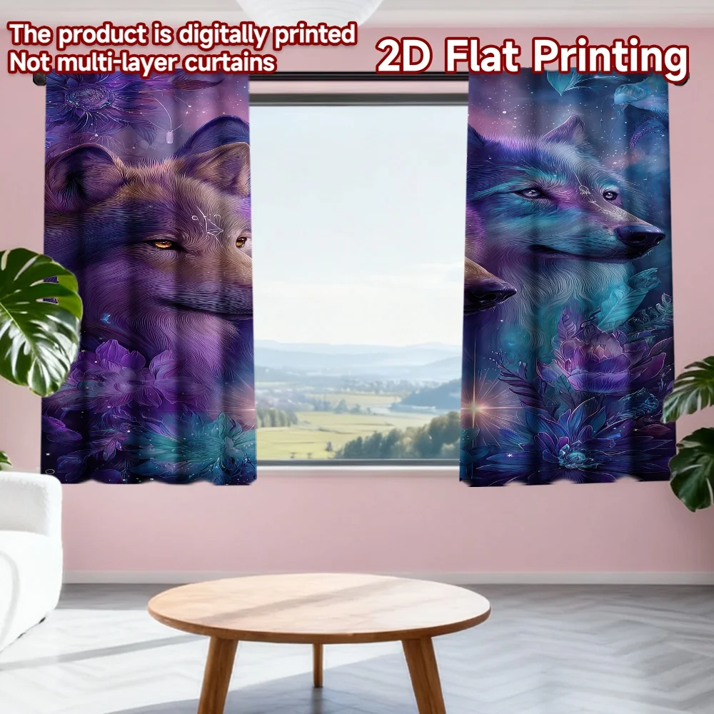 2D flat printing 2pcs Curtains Cosmic Wolves and Flowers Digital Printed Polyester Drapes Holiday Decorations Use for Booths
2D flat printing 2pcs Curtains Cosmic Wolves and Flowers Digital Printed Polyester Drapes Holiday Decorations Use for Booths
