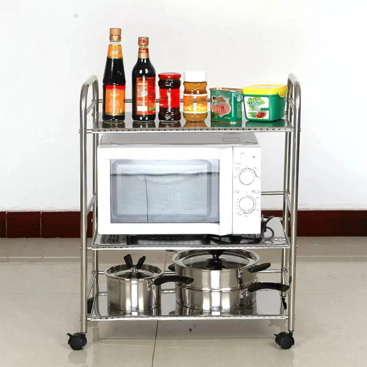New Shelf Trolley - 60*35*75cm 3 Shelf Kitchen Trolley Stainless Steel Rolling Utility Trolley with 4 Wheels
New Shelf Trolley - 60*35*75cm 3 Shelf Kitchen Trolley Stainless Steel Rolling Utility Trolley with 4 Wheels
