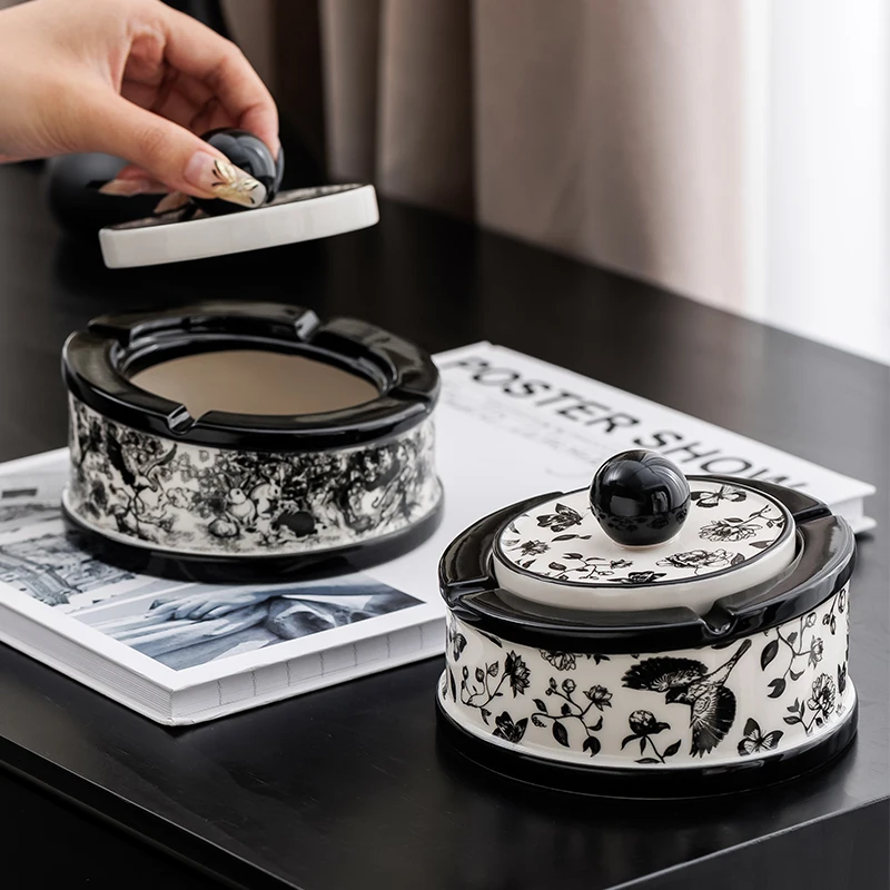 Vintage ink ashtray decoration living room high appearance level new Chinese ceramic with cover fly ash ashtray
Vintage ink ashtray decoration living room high appearance level new Chinese ceramic with cover fly ash ashtray