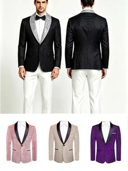 Men's Subtle Jacquard Shawl Collar Single Blazer, Blue, Pink, Black, Green, Apricot for Banquets, Weddings
Men's Subtle Jacquard Shawl Collar Single Blazer, Blue, Pink, Black, Green, Apricot for Banquets, Weddings