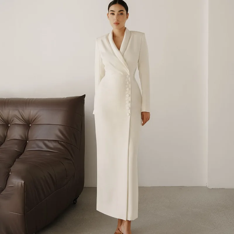 2025 Female White Dress,Spring European and American Women's Clothing,Long Sleeve Button Dresses
2025 Female White Dress,Spring European and American Women's Clothing,Long Sleeve Button Dresses