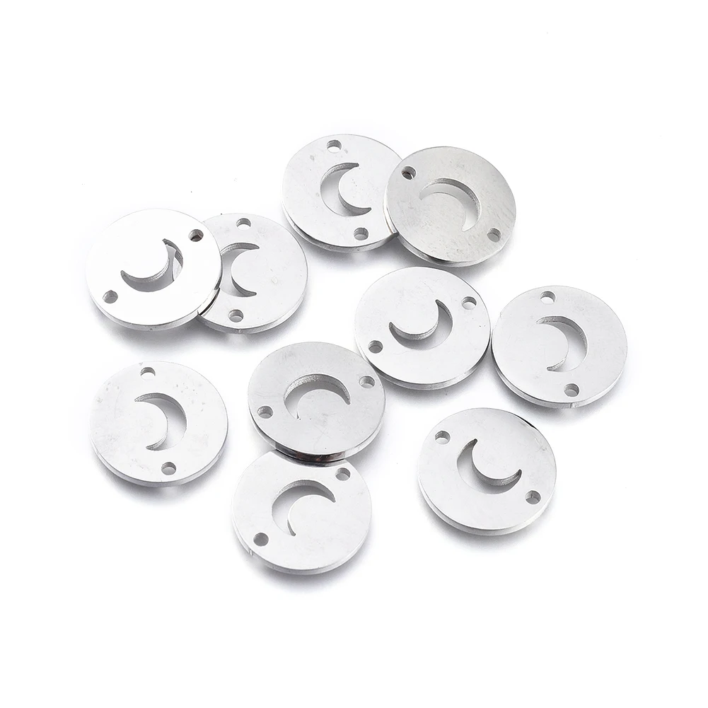 10Pcs Stainless Steel Links Connectors Flat Round Charms with Hollow Heart Star Moon Flower for Bracelet Necklace Jewelry Making 
10Pcs Stainless Steel Links Connectors Flat Round Charms with Hollow Heart Star Moon Flower for Bracelet Necklace Jewelry Making