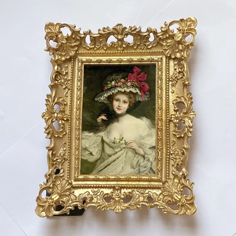 VintageFrench-Style American-Style Golden Rectangular Picture Frame Decorative Painting Resin Rectangular European-Style Backgro
VintageFrench-Style American-Style Golden Rectangular Picture Frame Decorative Painting Resin Rectangular European-Style Backgro