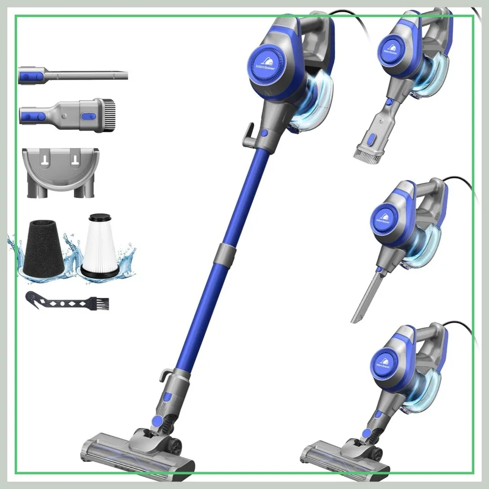 23Ft Corded Stick Vacuum Cleaner, 20KPa Suction, LED Headlights, 1L Dust Cup, for Hard Floor & Carpet, Pet Hair
23Ft Corded Stick Vacuum Cleaner, 20KPa Suction, LED Headlights, 1L Dust Cup, for Hard Floor & Carpet, Pet Hair