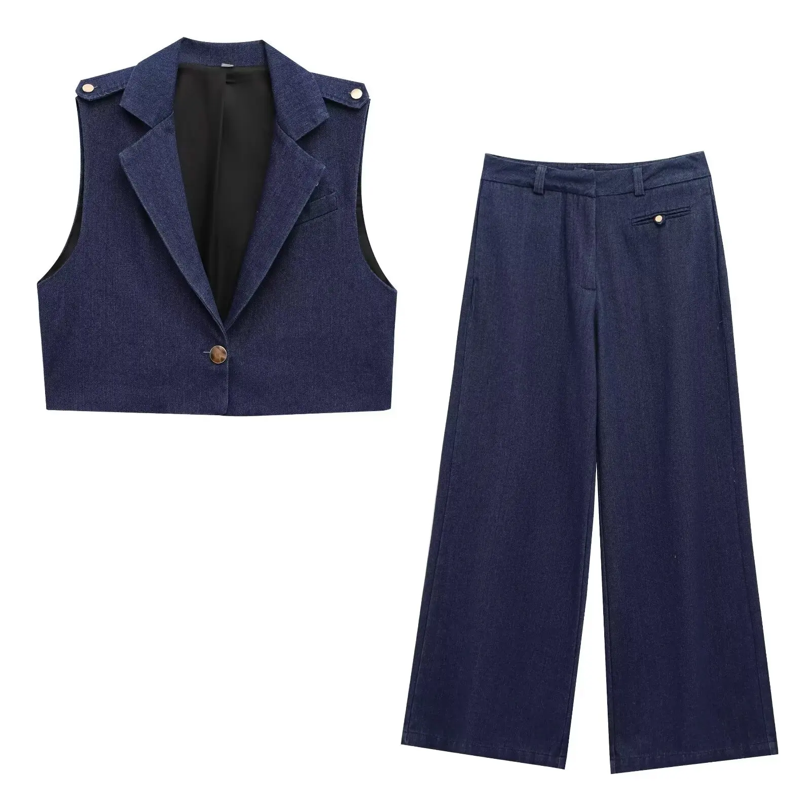 TRAF & Women 2025 Spring New Fashion Tongle Wind Short Single Button Vest Casual Zipper Wide Leg Pants suit Trousers Mujer
TRAF & Women 2025 Spring New Fashion Tongle Wind Short Single Button Vest Casual Zipper Wide Leg Pants suit Trousers Mujer