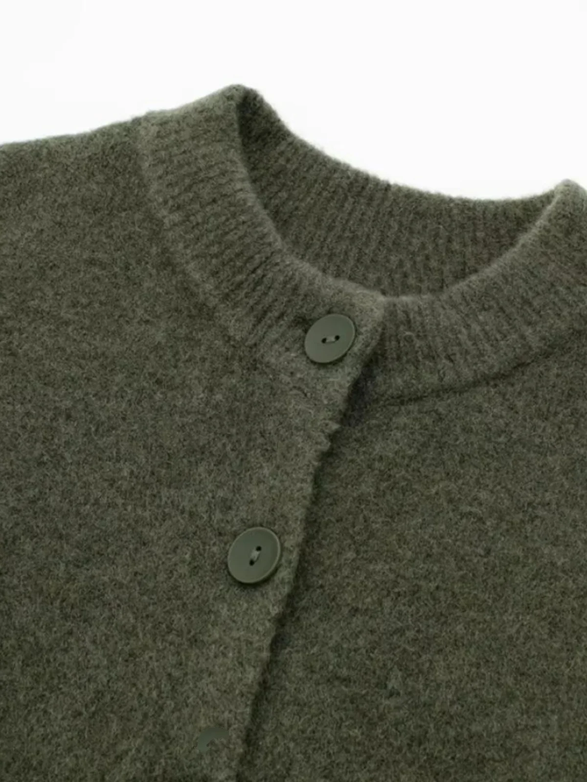 Retro Single Button round Ne Knitted Cardigan Women's Simple Slimming Versatile High Waist ort Sweater Street Sle Autum... 
Retro Single Button round Ne Knitted Cardigan Women's Simple Slimming Versatile High Waist ort Sweater Street Sle Autum...