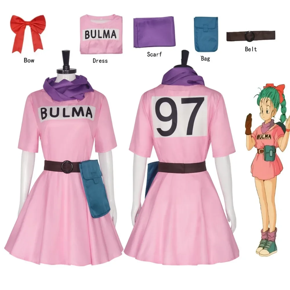 Bulma Cosplay Anime Costume Adult Clothes Uniform Kawaii Girls Pink Dress Bag Set Carnival Party Outfit for Women
Bulma Cosplay Anime Costume Adult Clothes Uniform Kawaii Girls Pink Dress Bag Set Carnival Party Outfit for Women
