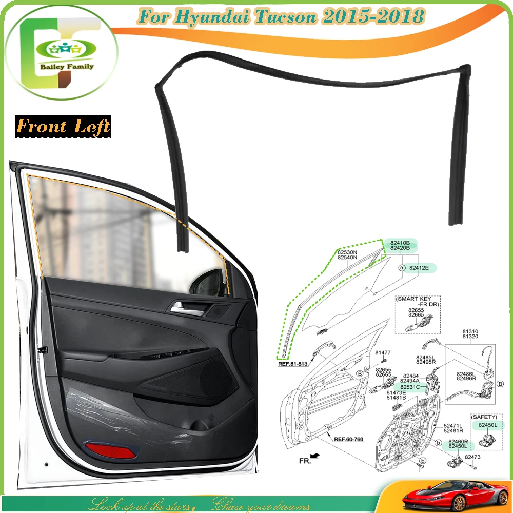 Оригинальные детали Bailey, резиновая водонепроницаемая уплотнительная лента для регулятора окон автомобиля для Hyundai Tucson 2015-2018 
Оригинальные детали Bailey, резиновая водонепроницаемая уплотнительная лента для регулятора окон автомобиля для Hyundai Tucson 2015-2018