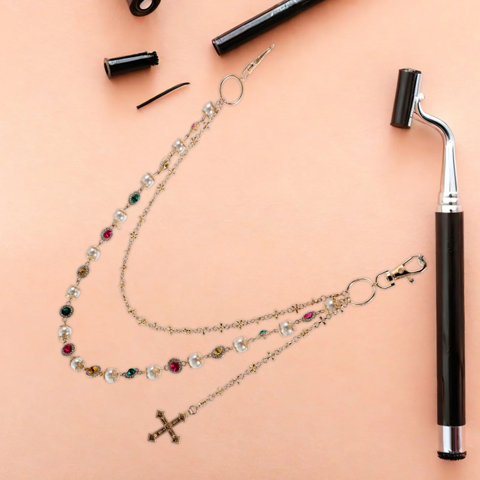 Pearl Pants Chain Women Flower Pant Chain Belt Faux Pearl Colorful Rhinestone Cross Pendant Hip Hop Punk Waist Decoration 
Pearl Pants Chain Women Flower Pant Chain Belt Faux Pearl Colorful Rhinestone Cross Pendant Hip Hop Punk Waist Decoration