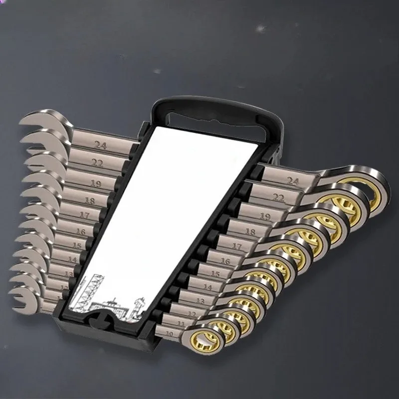 Ratchet Quick Wrench Set Dual Head Automatic Bidirectional Open End Box End Tool